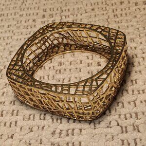 Jewelmint gold tone open work square bangle chunky bracelet